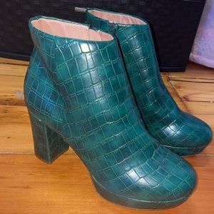 New Dolls Kill Disco Croc Ankle Booties